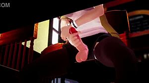 short hair futa girl takes on the intense masturbation orgasm challenge in 3d game animation