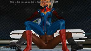 Captain Marvel takes big black cock in anal mission