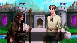 She screams for help but not for long in this hentai game with big tits