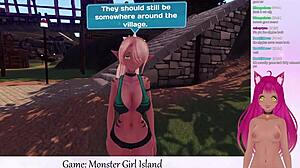 Vtuber Plays Monster Girl Island With Big Tits In Part 1.