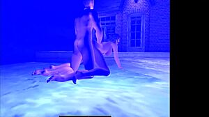 Anime sex scene in the pool