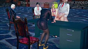 Secretary meeting with boss in office