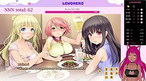 Lewdneko – a hentai Vtuber – sets her large breasts aside to play a video in a seductive manner