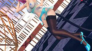 Pink Cat's Huge Boobs Burst in Touhou Lingerie