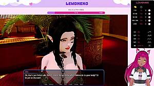 Vtuber Lewdneko plays Harem Hotel part 16 with cute elf slave in BDSM creampie at hotel