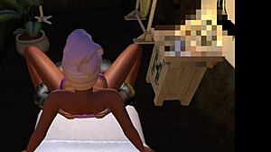 Animated erotica: graphic exotic cartoon sex in a bedroom lit by candle light