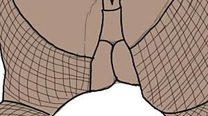 Animated drawing of a vulgar sexually attractive black woman from behind in dog position